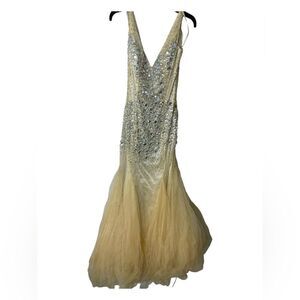 Golden Glamour Sequined Tulle Gown